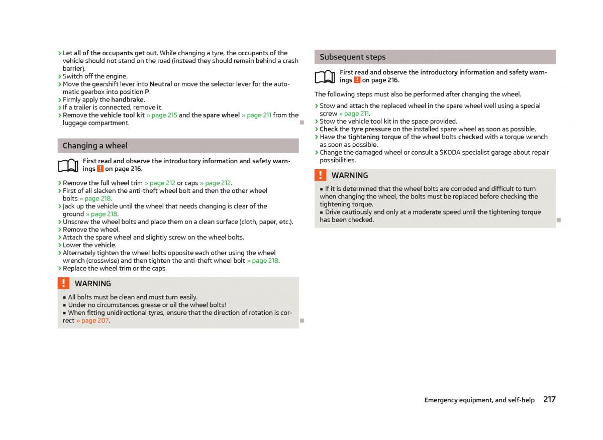 Skoda Octavia III 3 owners manual / page 219