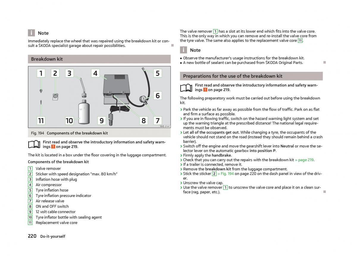 Skoda Octavia III 3 owners manual / page 222