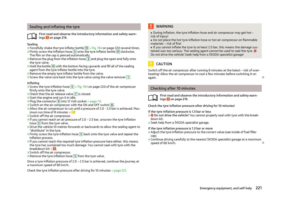 Skoda Octavia III 3 owners manual / page 223