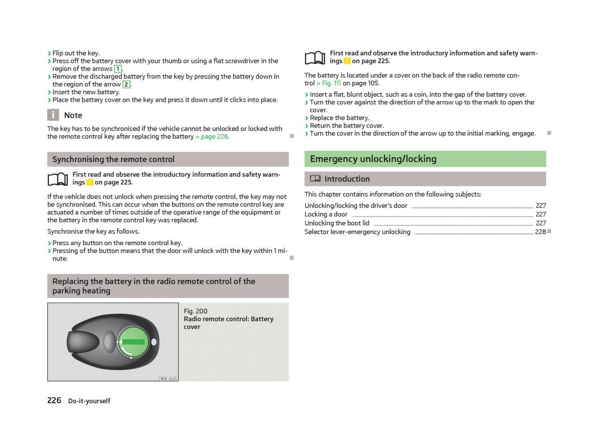 Skoda Octavia III 3 owners manual / page 228