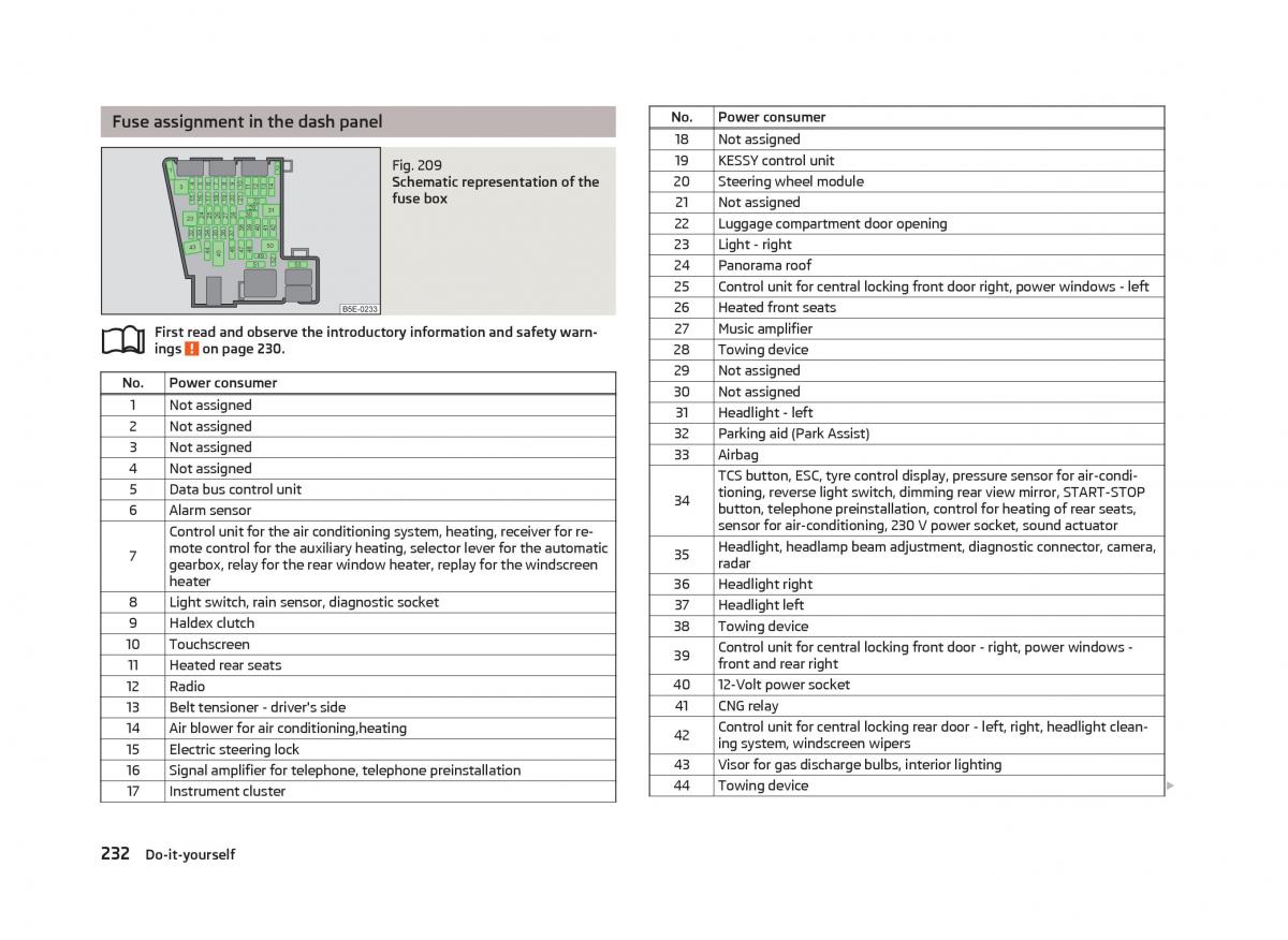 Skoda Octavia III 3 owners manual / page 234