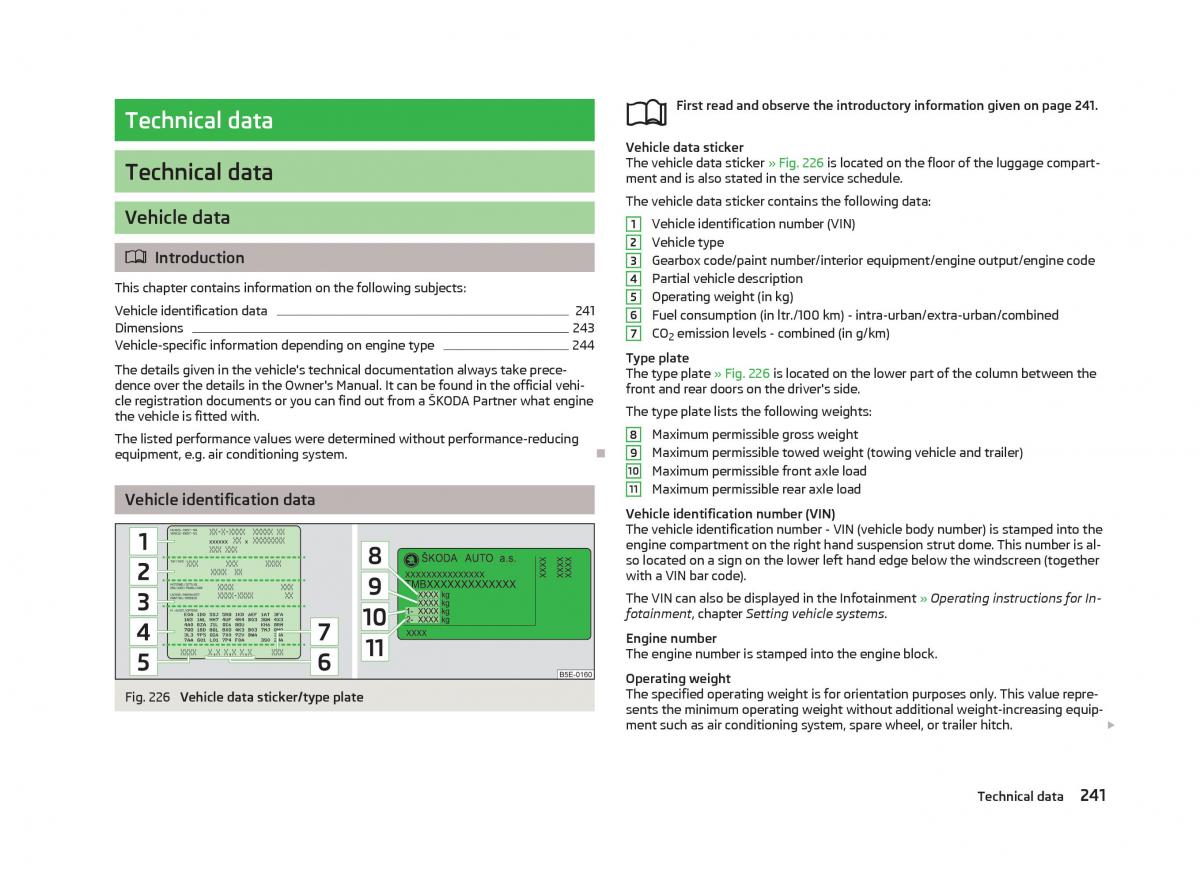 Skoda Octavia III 3 owners manual / page 243