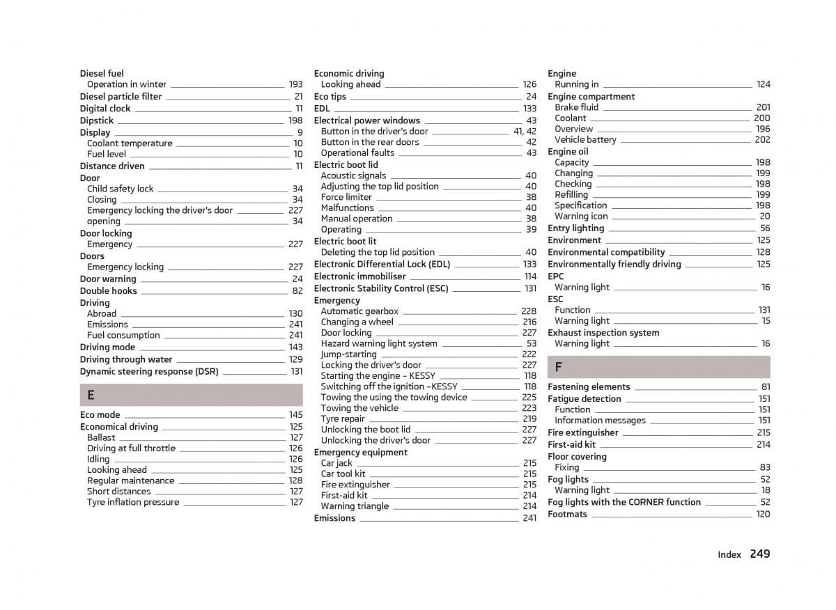 Skoda Octavia III 3 owners manual / page 251