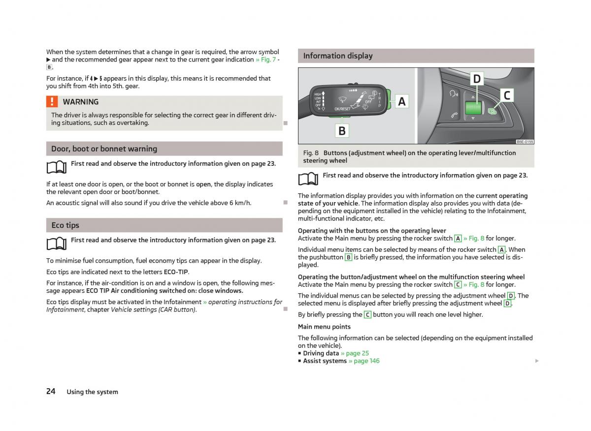 Skoda Octavia III 3 owners manual / page 26