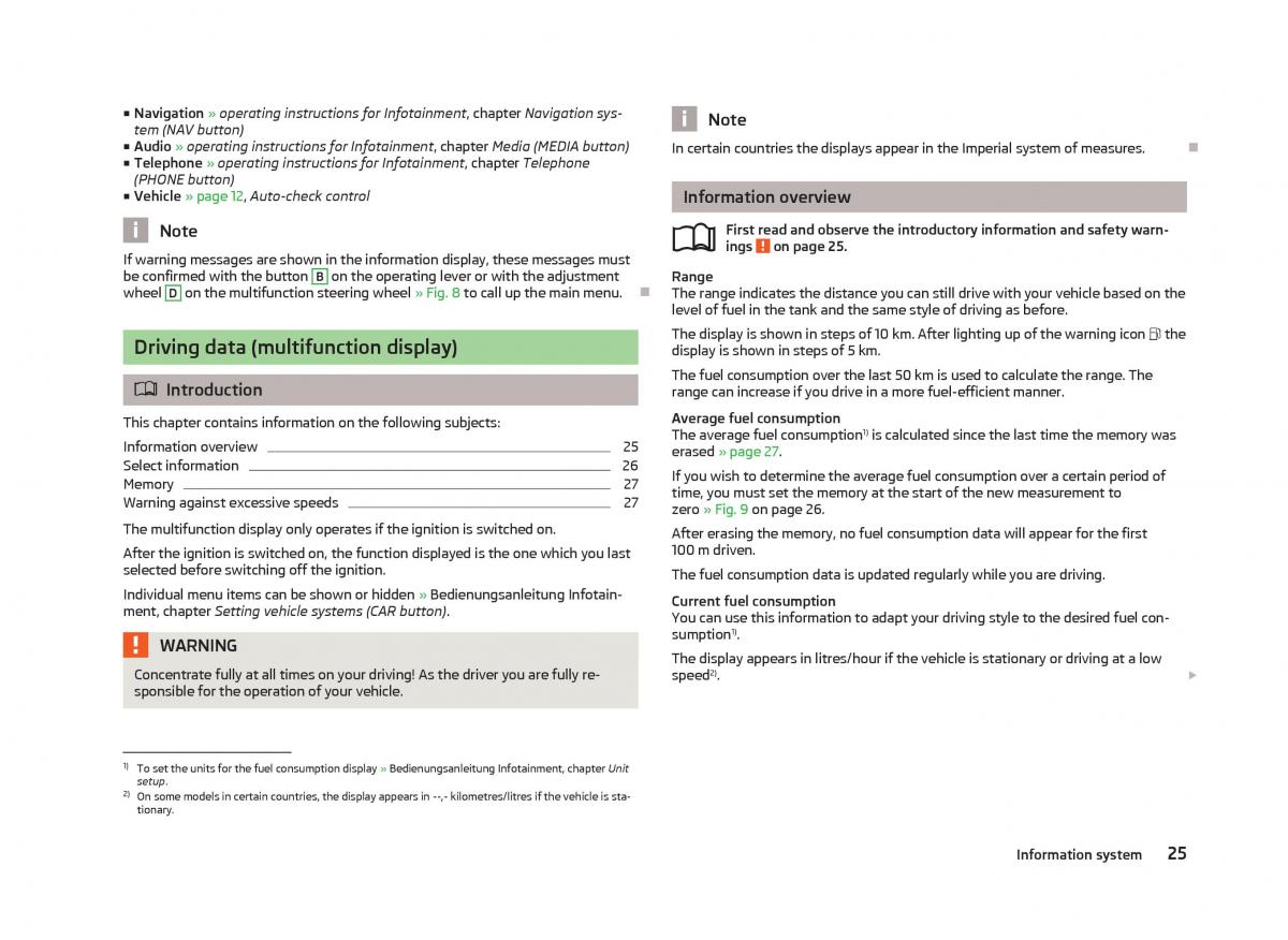 Skoda Octavia III 3 owners manual / page 27