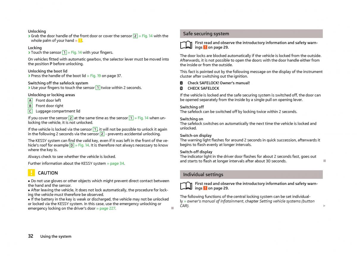 Skoda Octavia III 3 owners manual / page 34