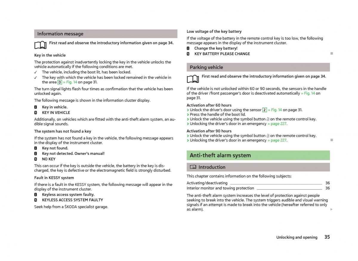 Skoda Octavia III 3 owners manual / page 37