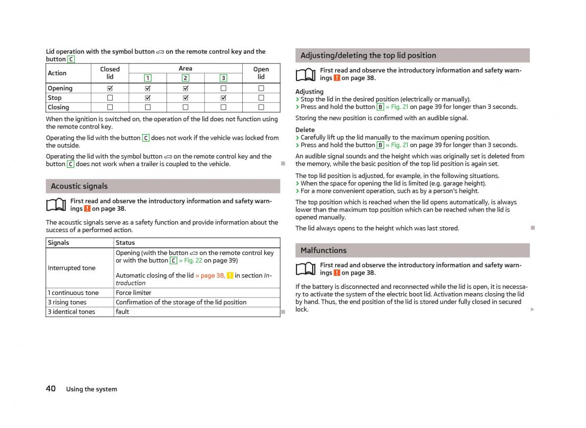 Skoda Octavia III 3 owners manual / page 42