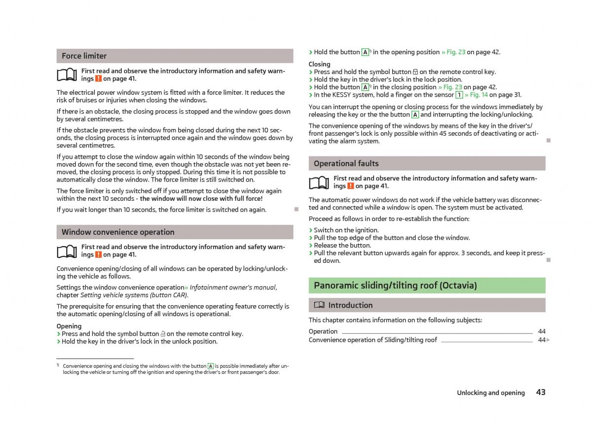 Skoda Octavia III 3 owners manual / page 45