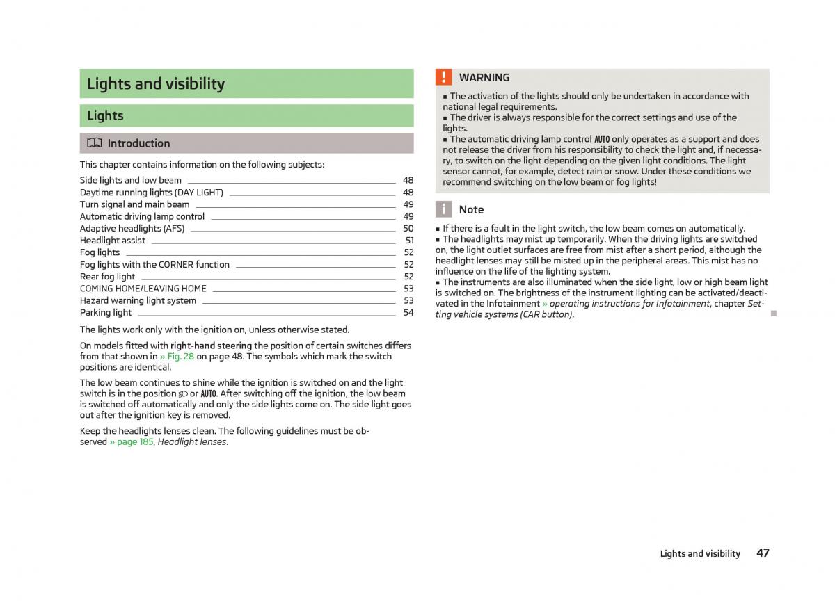 Skoda Octavia III 3 owners manual / page 49