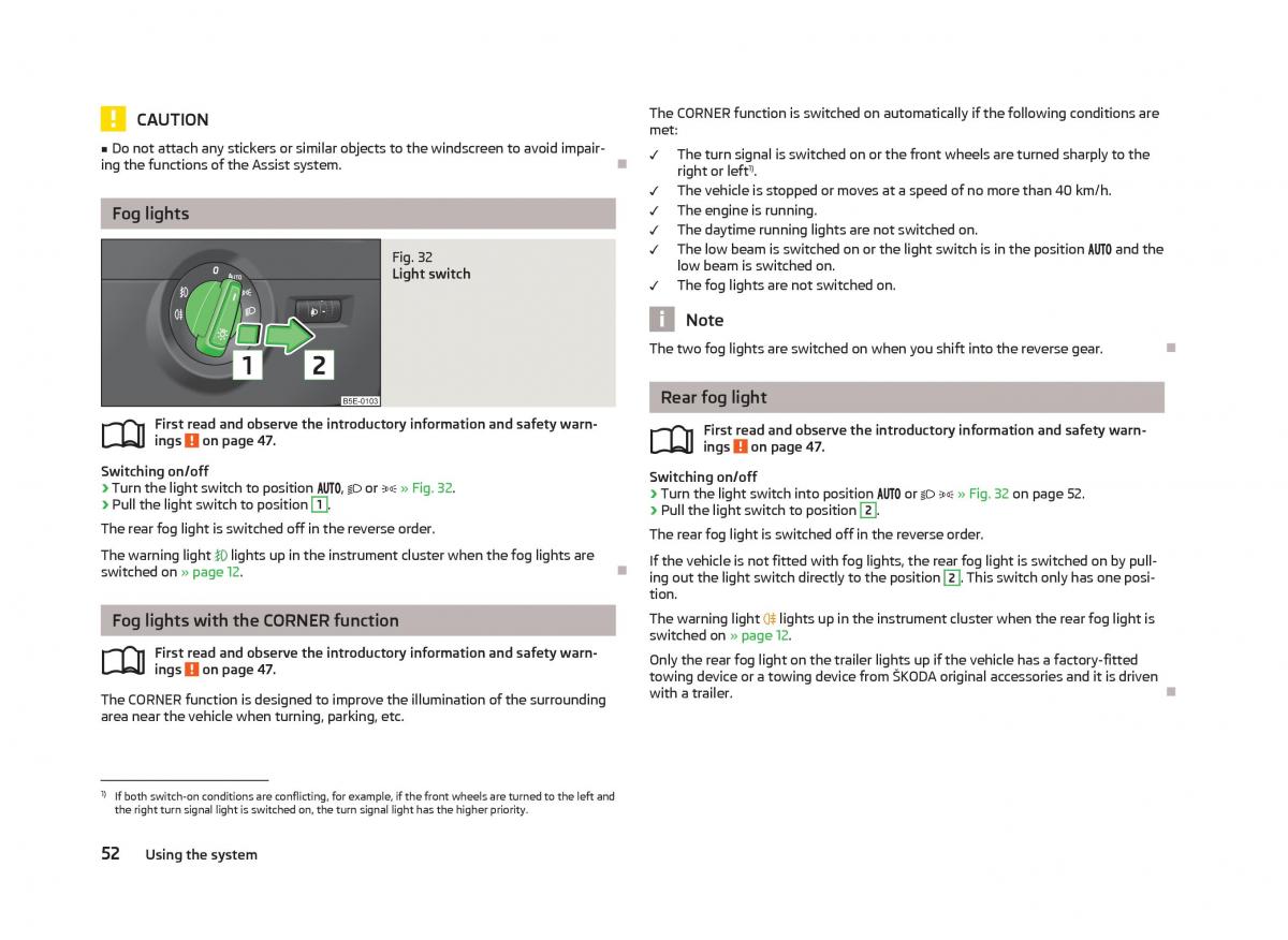 Skoda Octavia III 3 owners manual / page 54