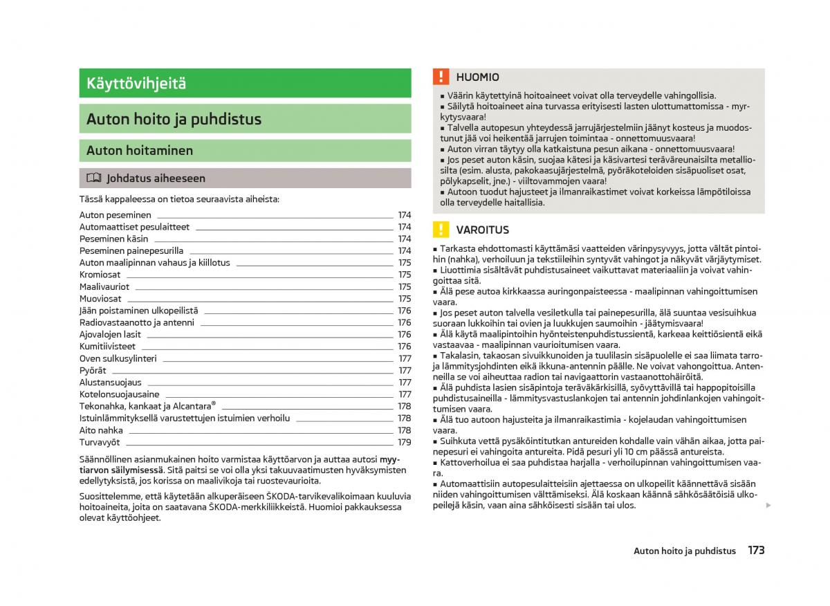 Skoda Octavia III 3 omistajan kasikirja / page 175