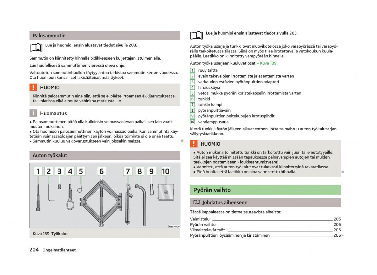 Skoda Octavia III 3 omistajan kasikirja / page 206