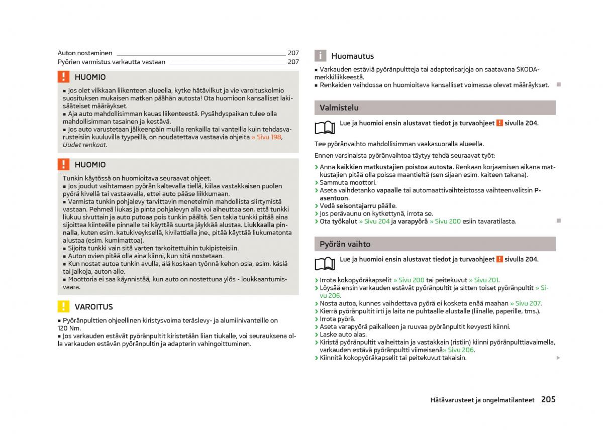 Skoda Octavia III 3 omistajan kasikirja / page 207