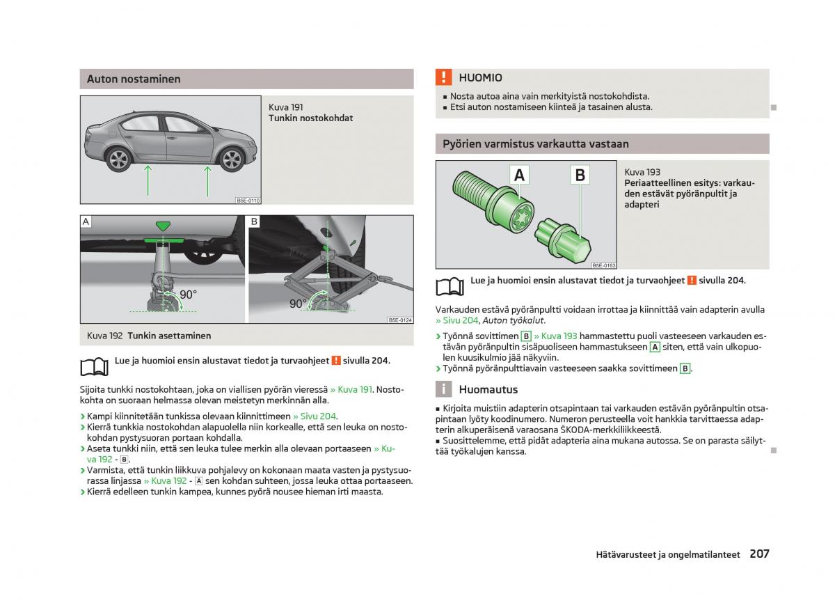 Skoda Octavia III 3 omistajan kasikirja / page 209