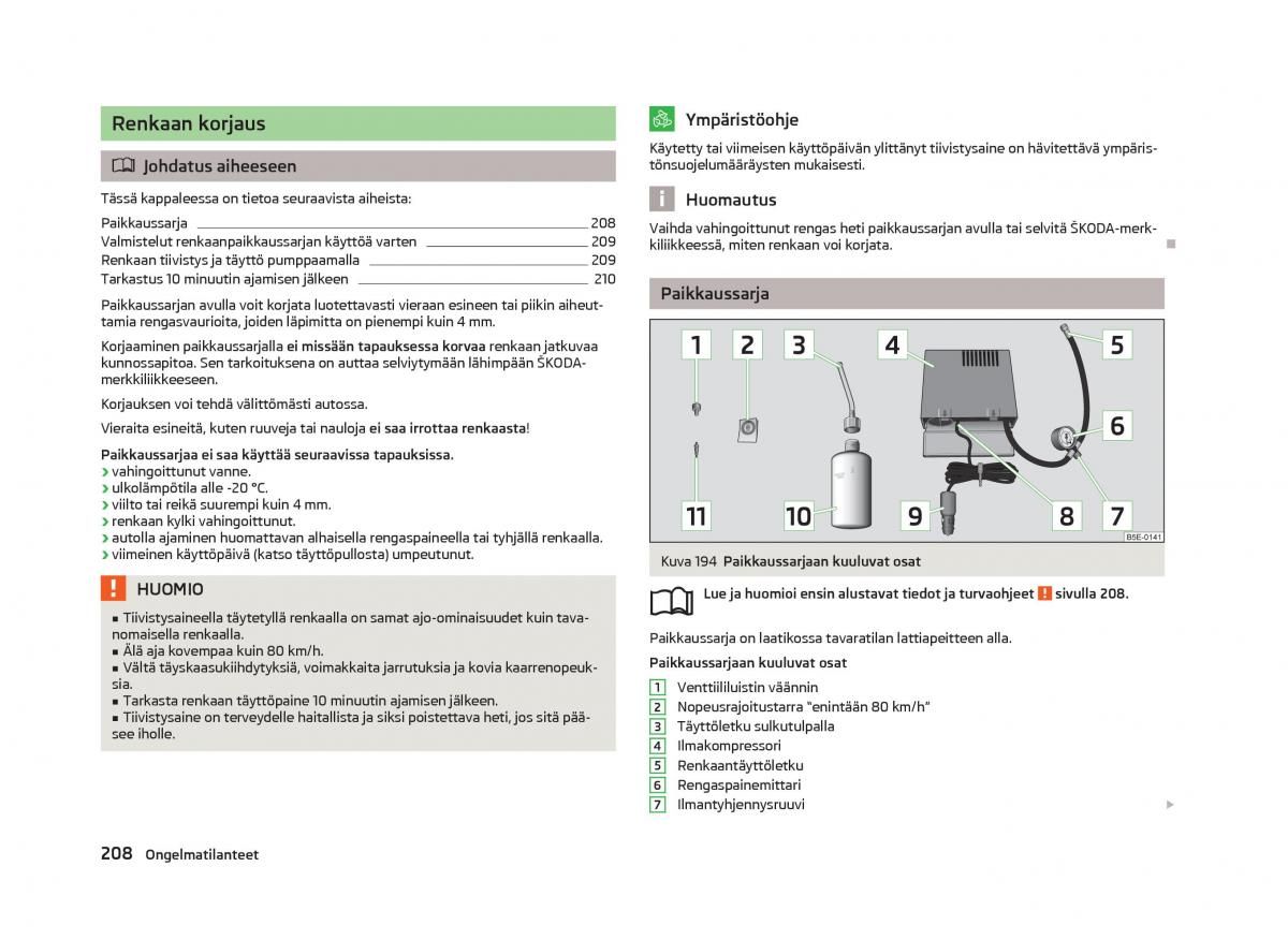 Skoda Octavia III 3 omistajan kasikirja / page 210