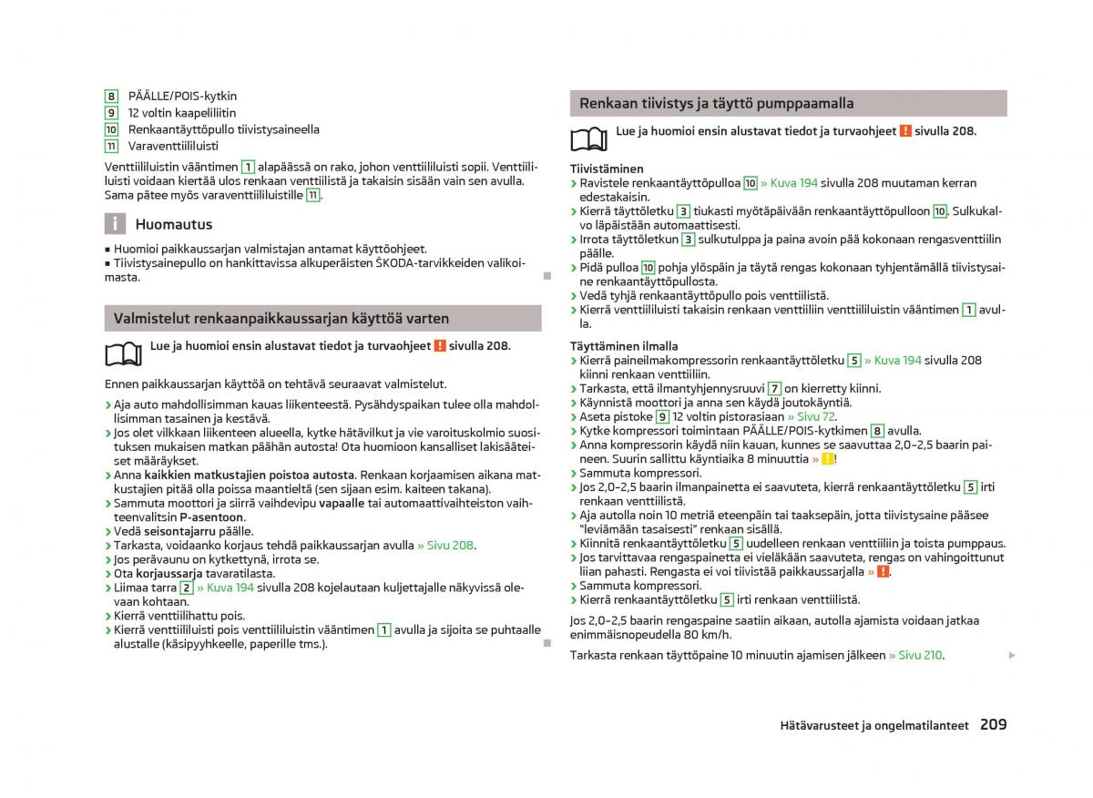 Skoda Octavia III 3 omistajan kasikirja / page 211