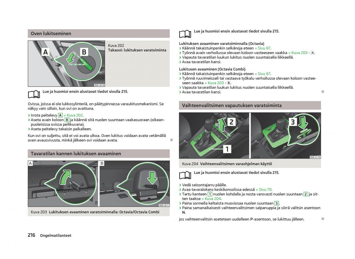 Skoda Octavia III 3 omistajan kasikirja / page 218