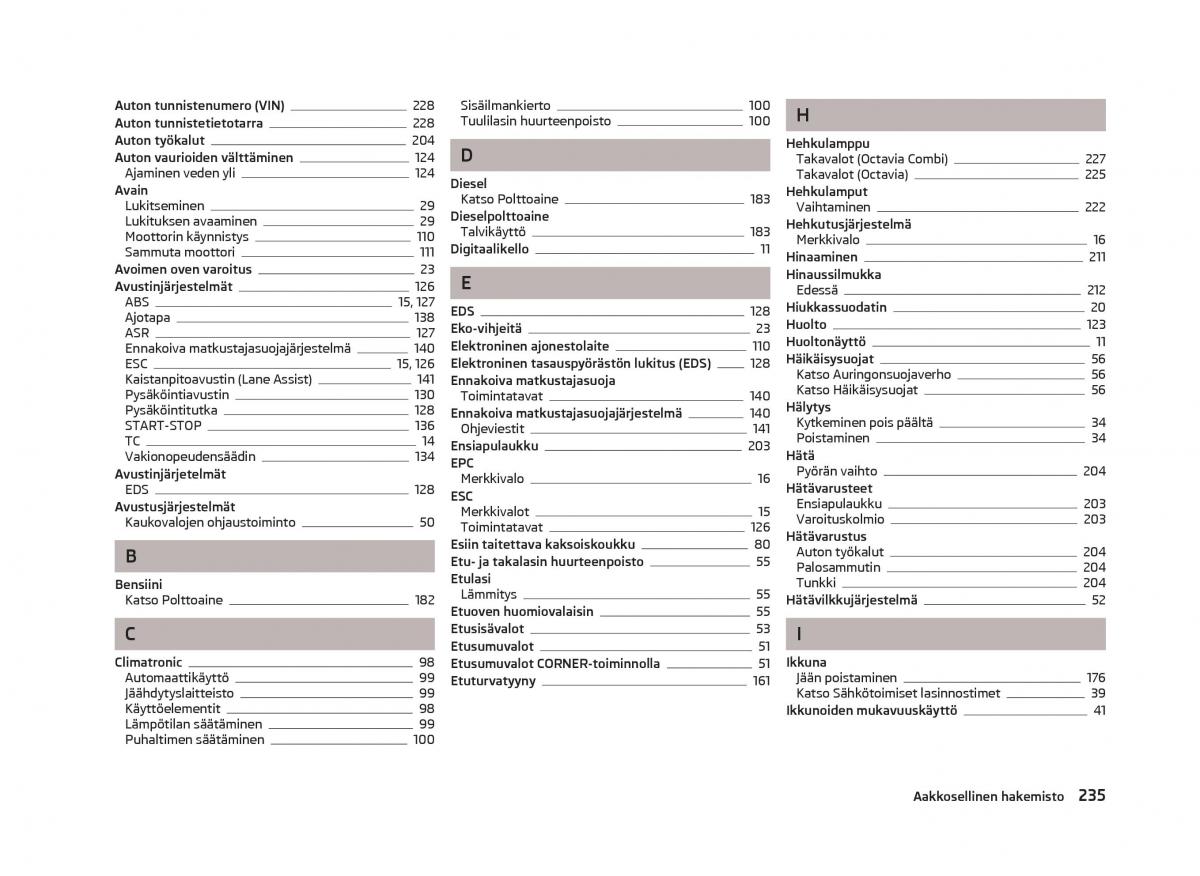 Skoda Octavia III 3 omistajan kasikirja / page 237