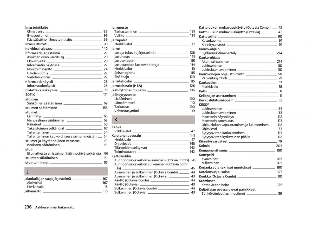Skoda Octavia III 3 omistajan kasikirja / page 238
