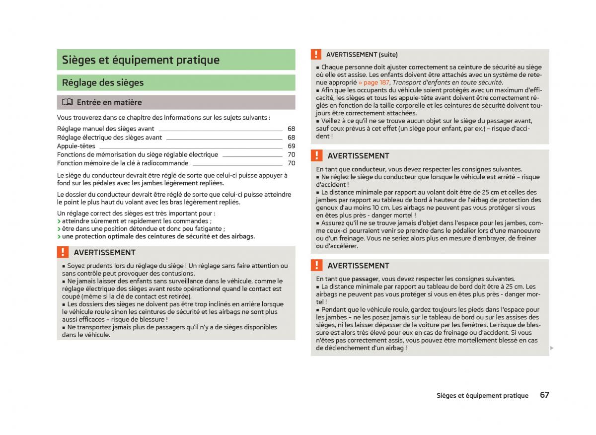 Skoda Octavia III 3 manuel du proprietaire / page 69