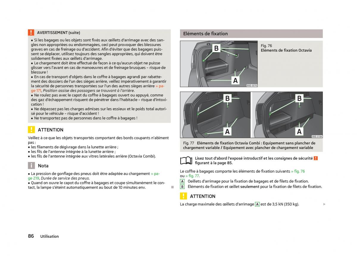 Skoda Octavia III 3 manuel du proprietaire / page 88