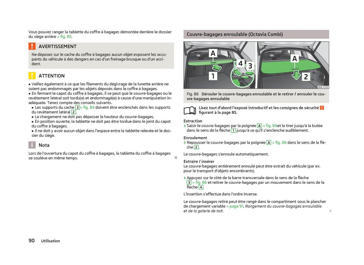 Skoda Octavia III 3 manuel du proprietaire / page 92