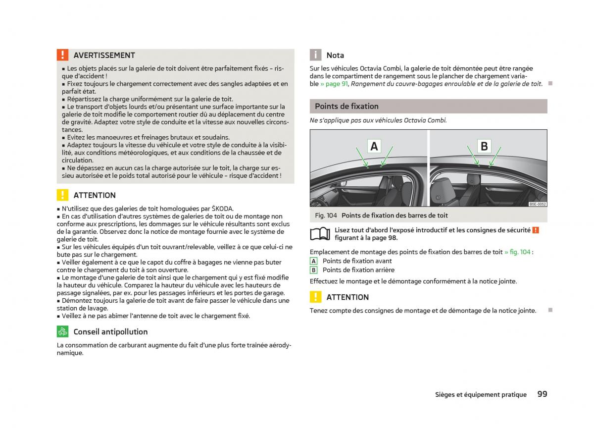 Skoda Octavia III 3 manuel du proprietaire / page 101