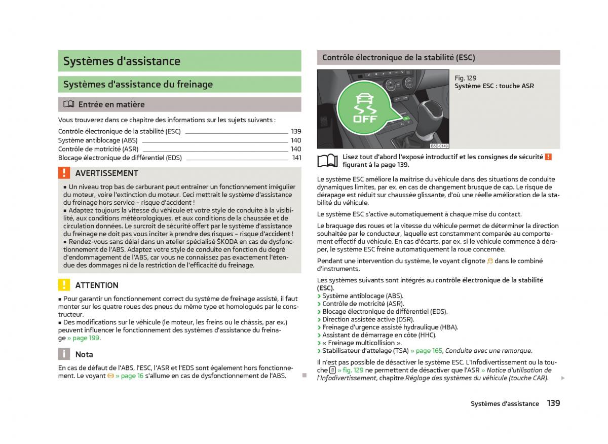 Skoda Octavia III 3 manuel du proprietaire / page 141