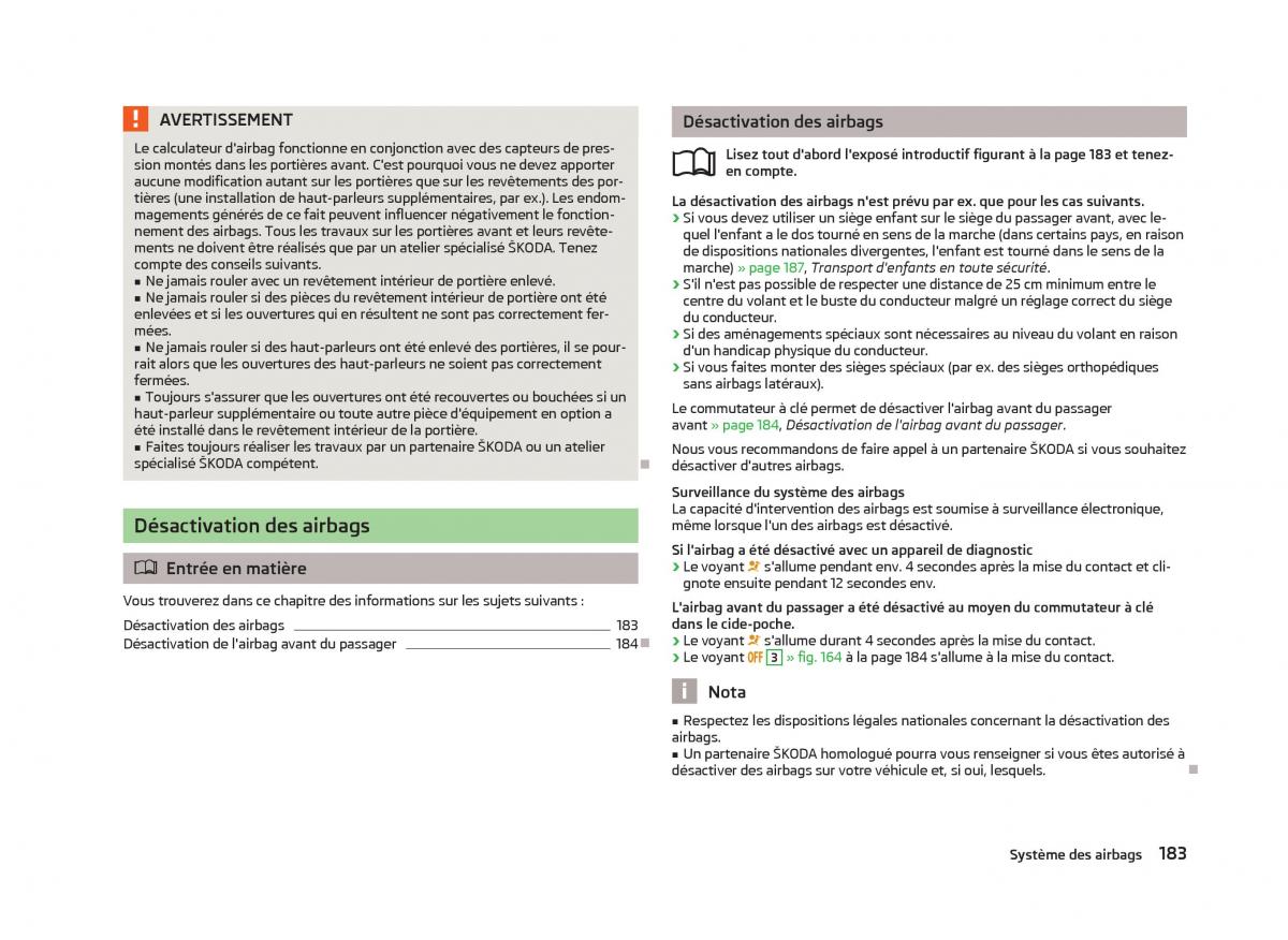 Skoda Octavia III 3 manuel du proprietaire / page 185