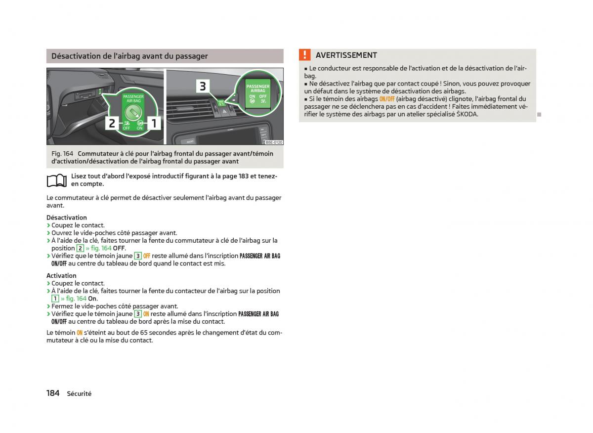 Skoda Octavia III 3 manuel du proprietaire / page 186