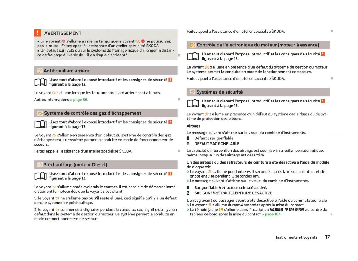 Skoda Octavia III 3 manuel du proprietaire / page 19