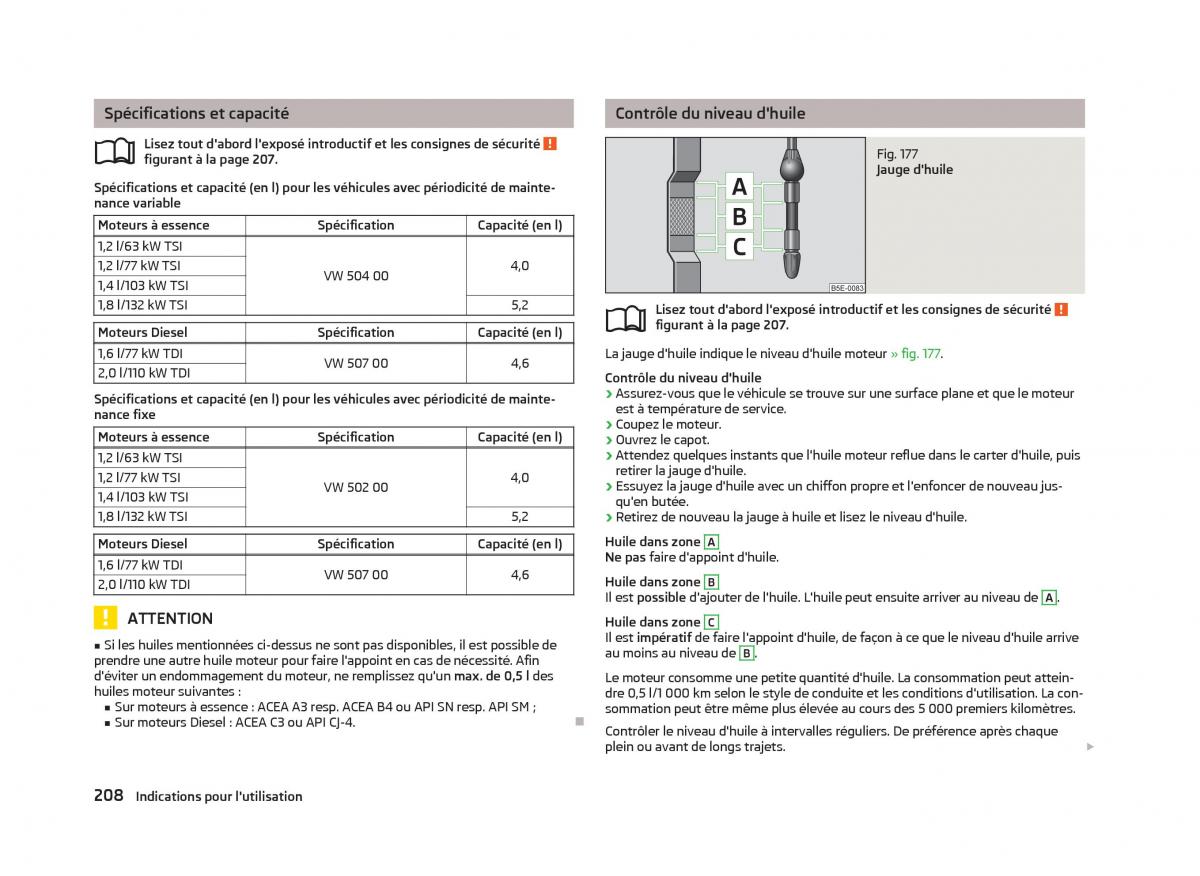 Skoda Octavia III 3 manuel du proprietaire / page 210