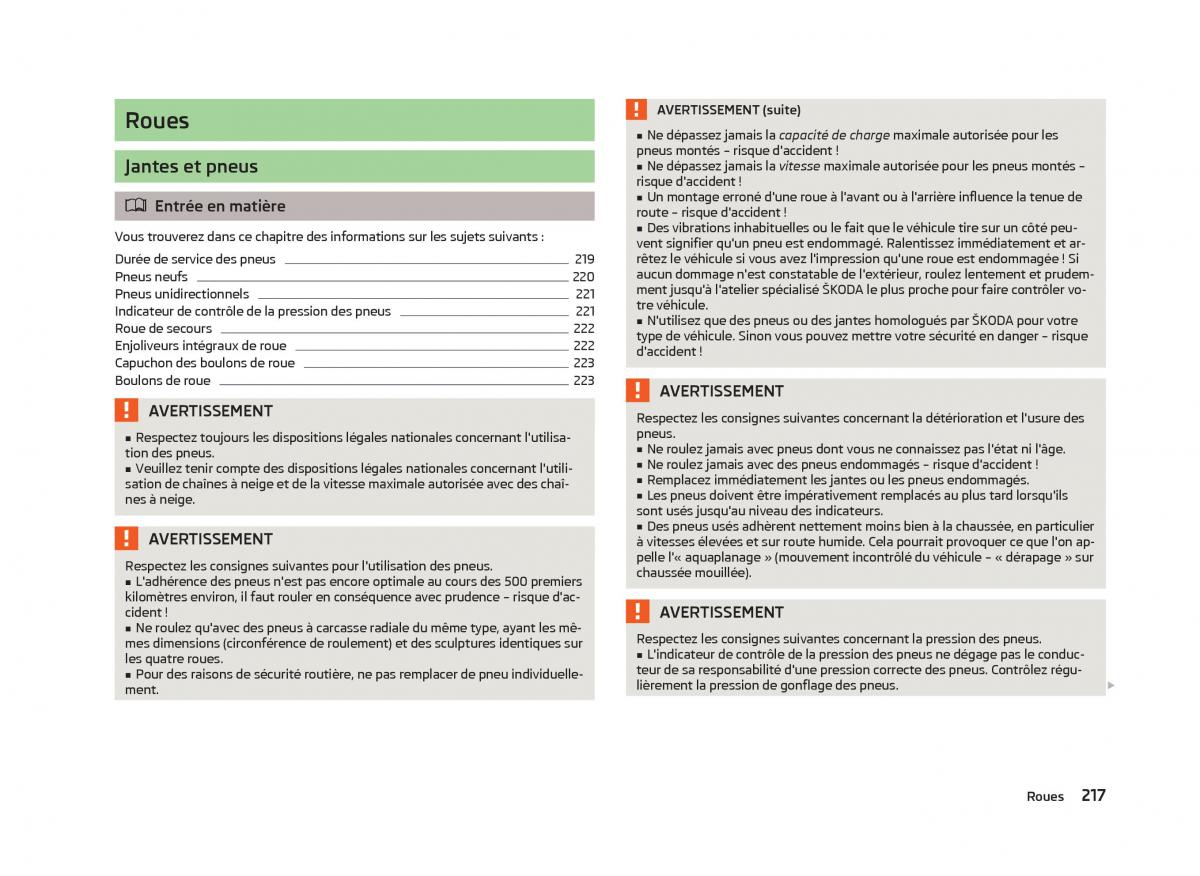 Skoda Octavia III 3 manuel du proprietaire / page 219