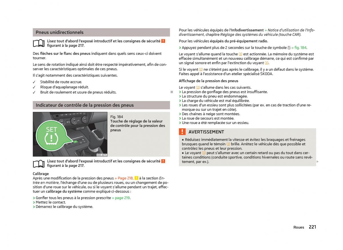 Skoda Octavia III 3 manuel du proprietaire / page 223