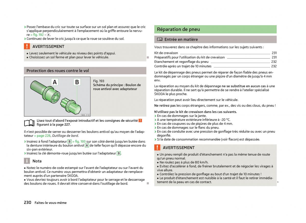 Skoda Octavia III 3 manuel du proprietaire / page 232