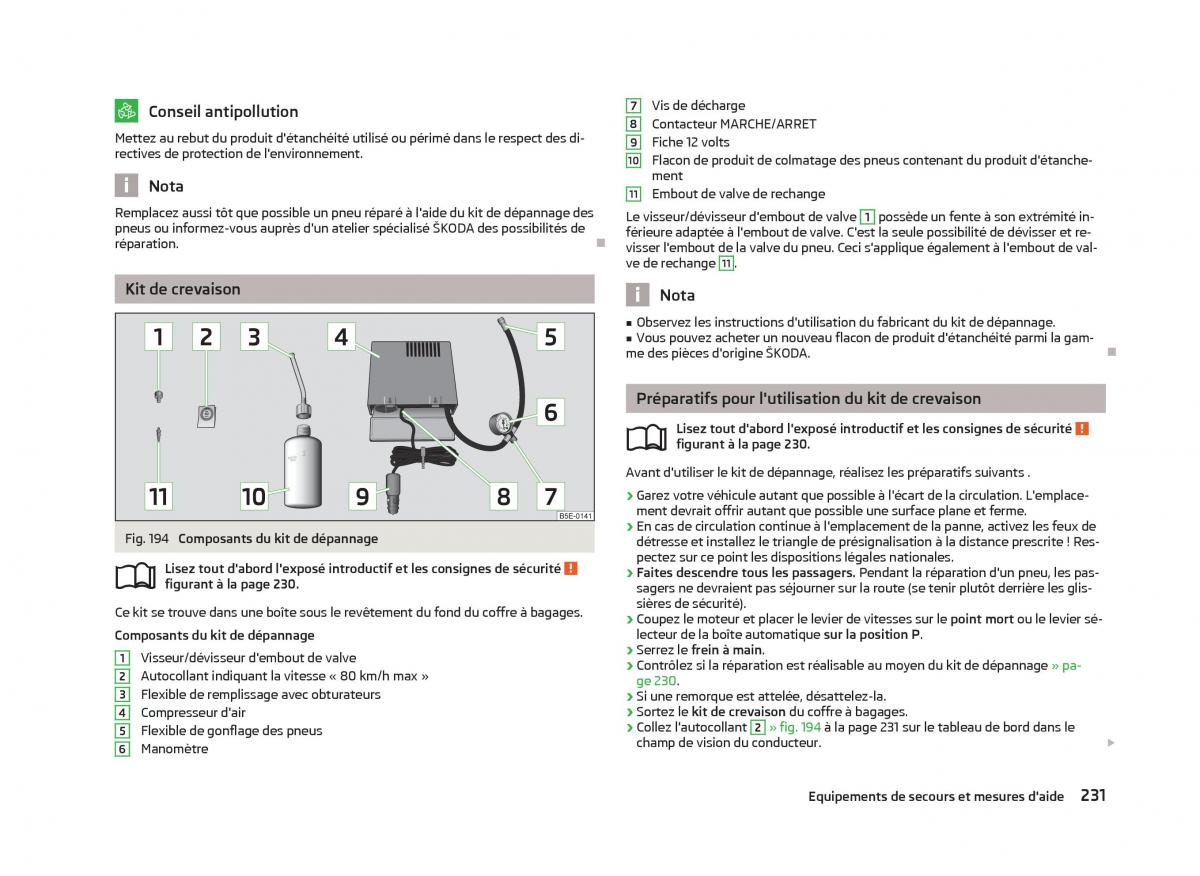 Skoda Octavia III 3 manuel du proprietaire / page 233