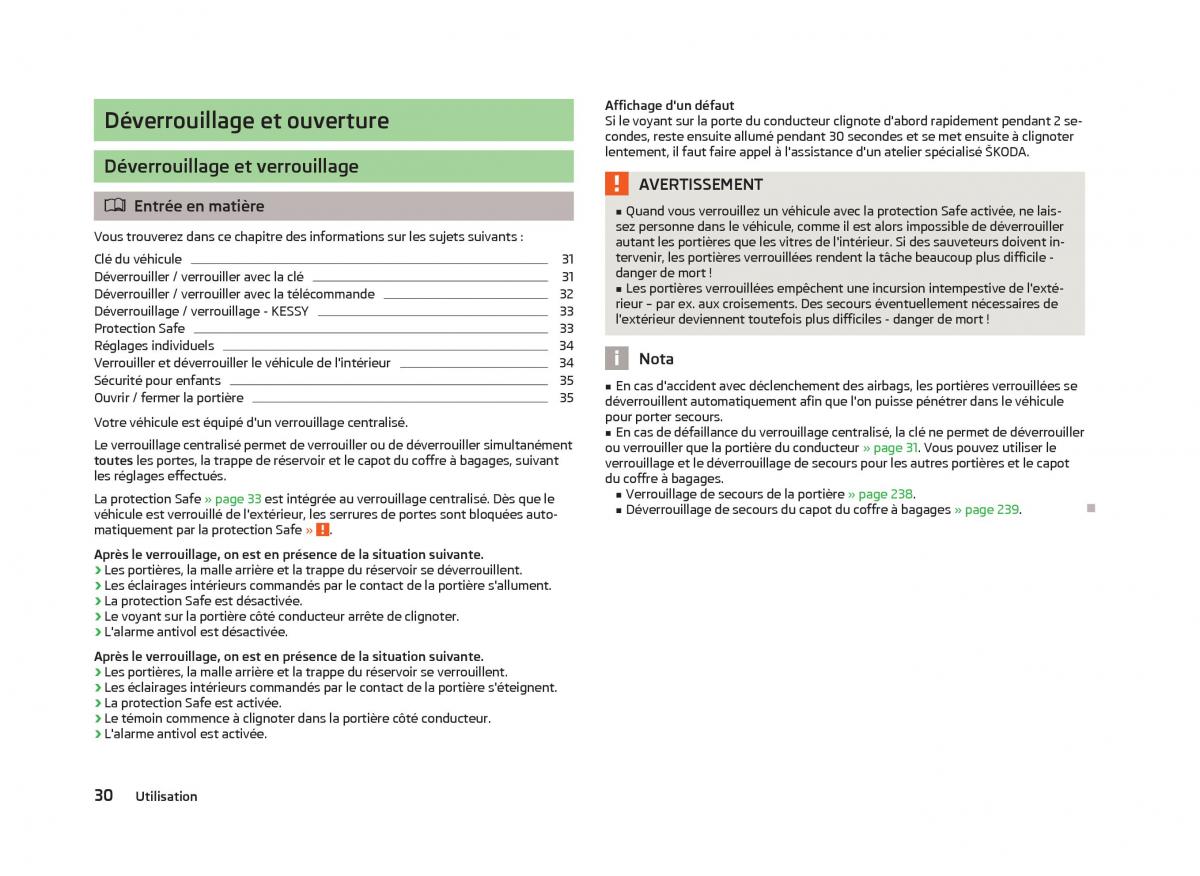 Skoda Octavia III 3 manuel du proprietaire / page 32