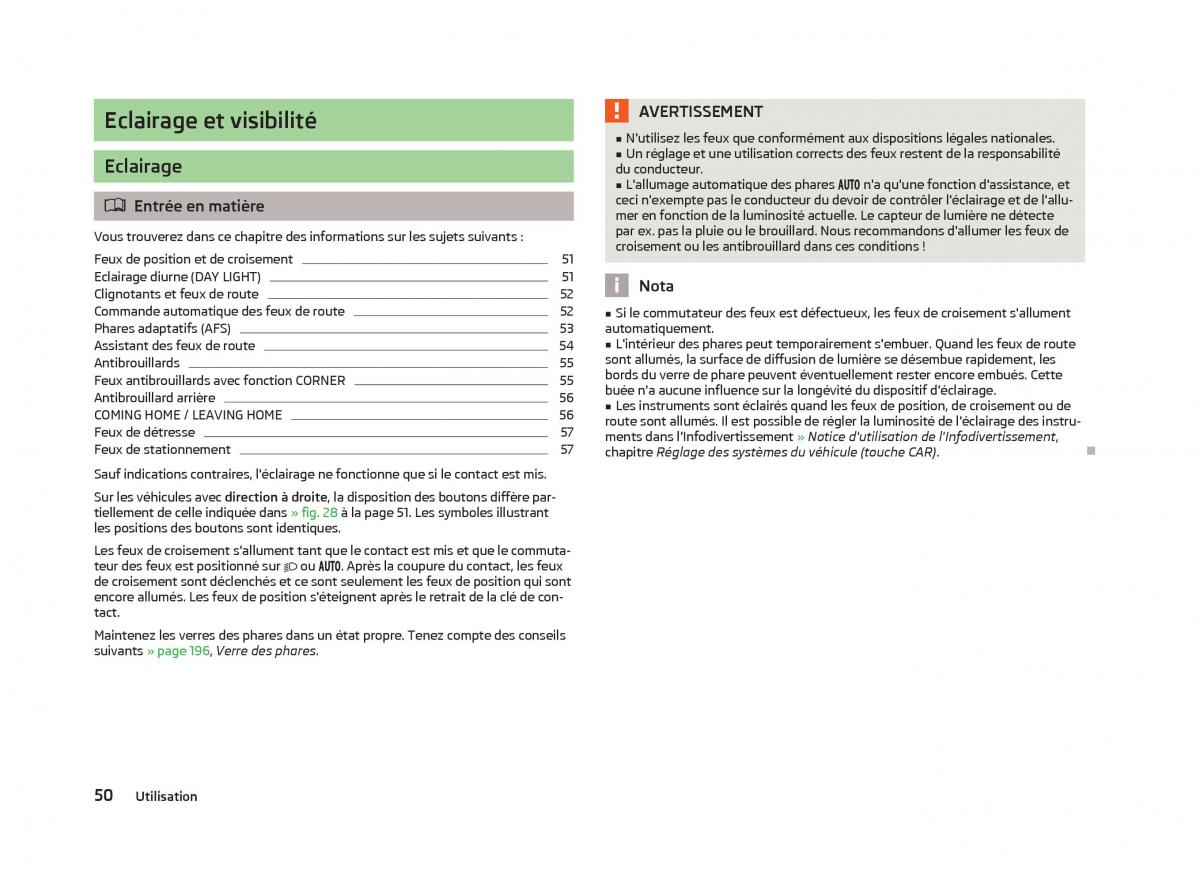 Skoda Octavia III 3 manuel du proprietaire / page 52