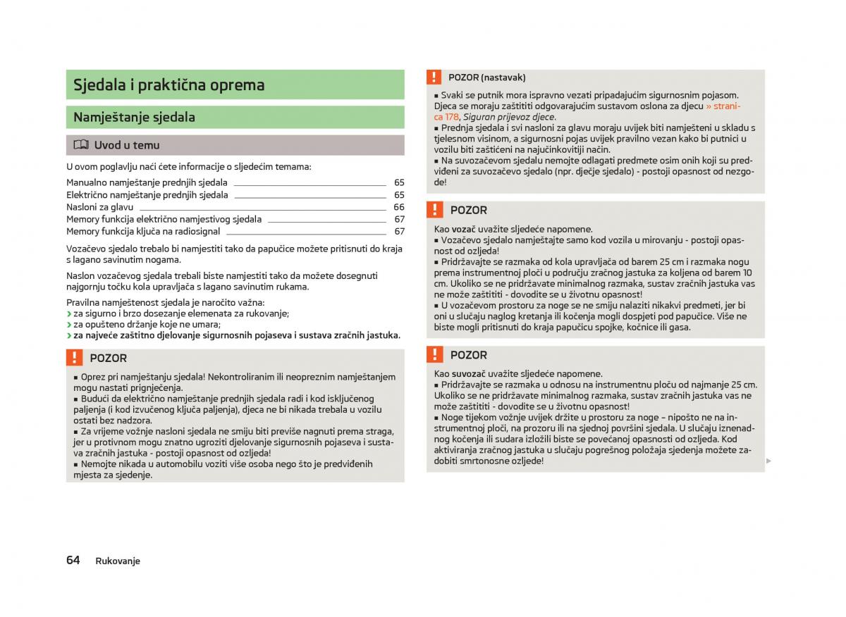 Skoda Octavia III 3 vlasnicko uputstvo / page 66