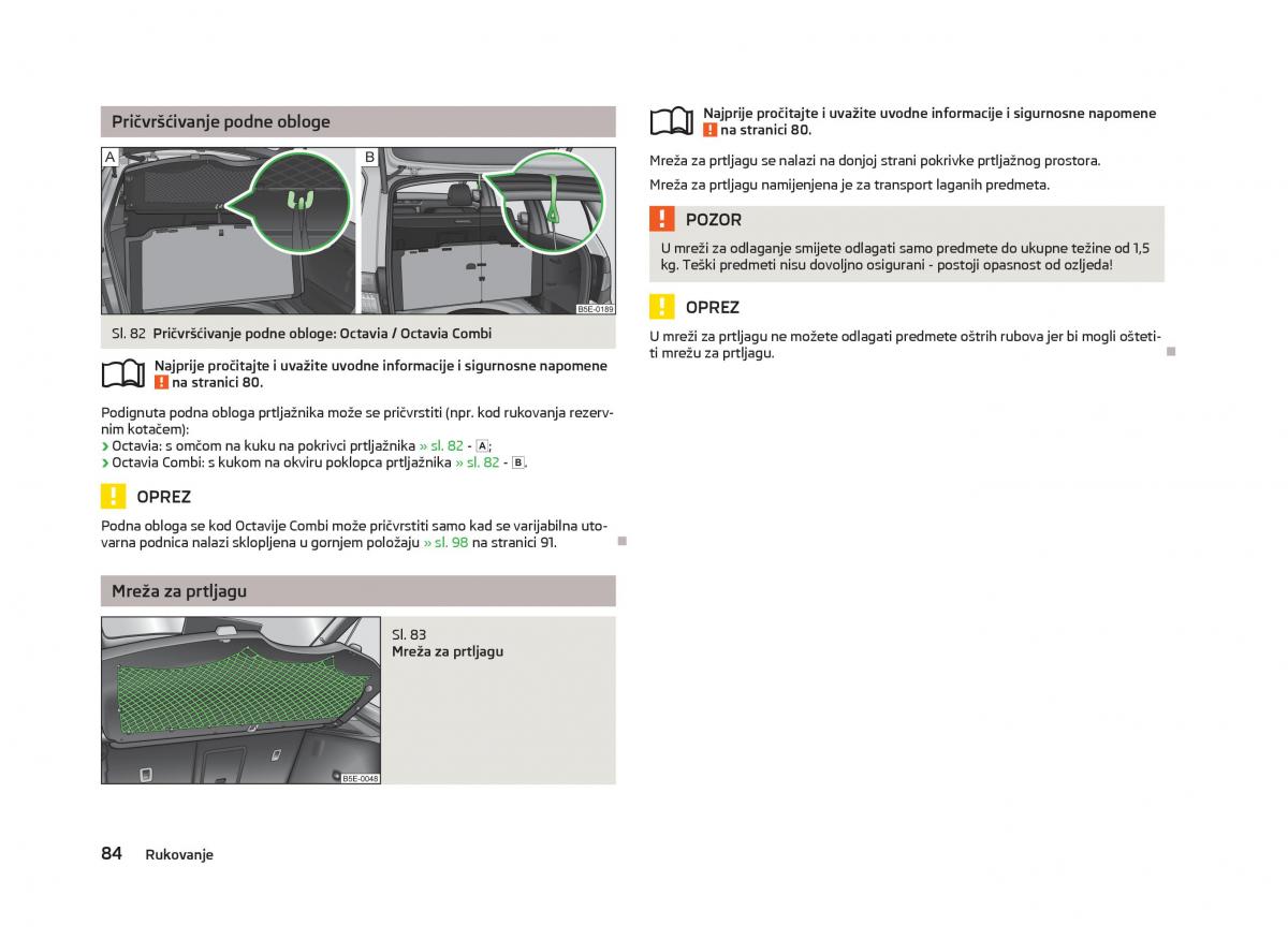 Skoda Octavia III 3 vlasnicko uputstvo / page 86