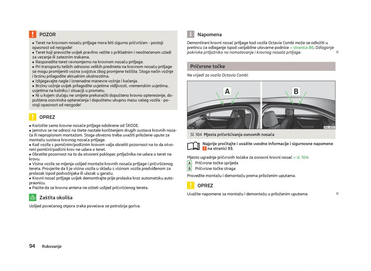 Skoda Octavia III 3 vlasnicko uputstvo / page 96