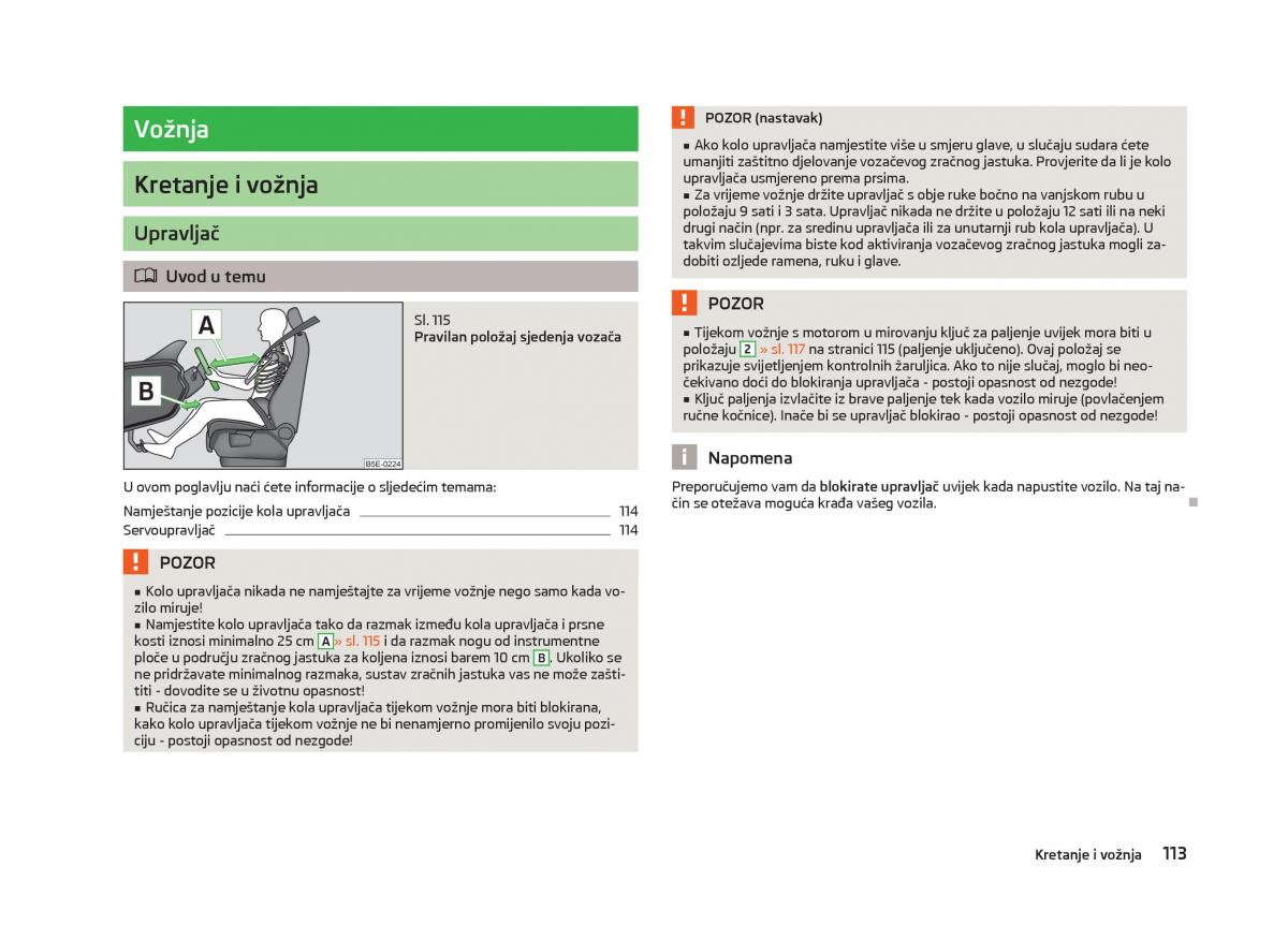 Skoda Octavia III 3 vlasnicko uputstvo / page 115