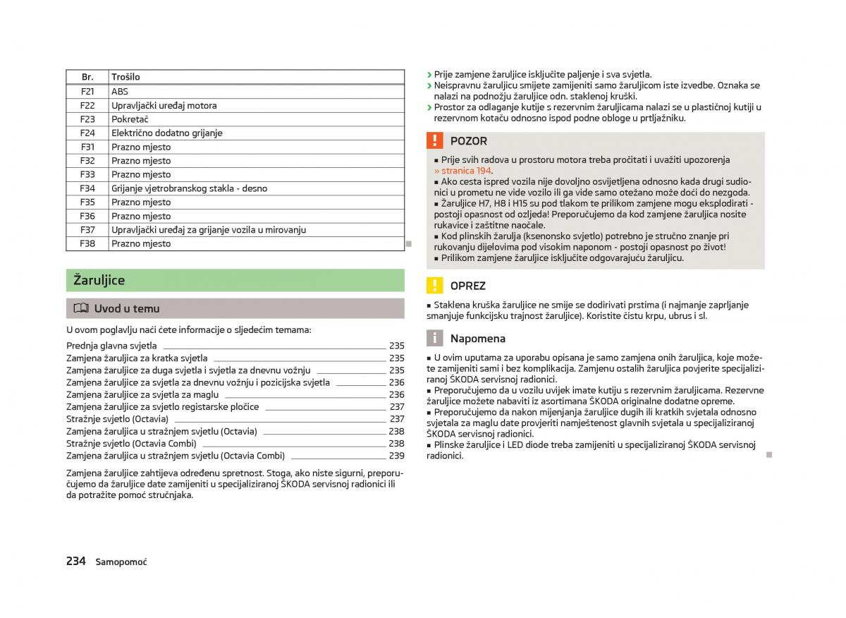 Skoda Octavia III 3 vlasnicko uputstvo / page 236