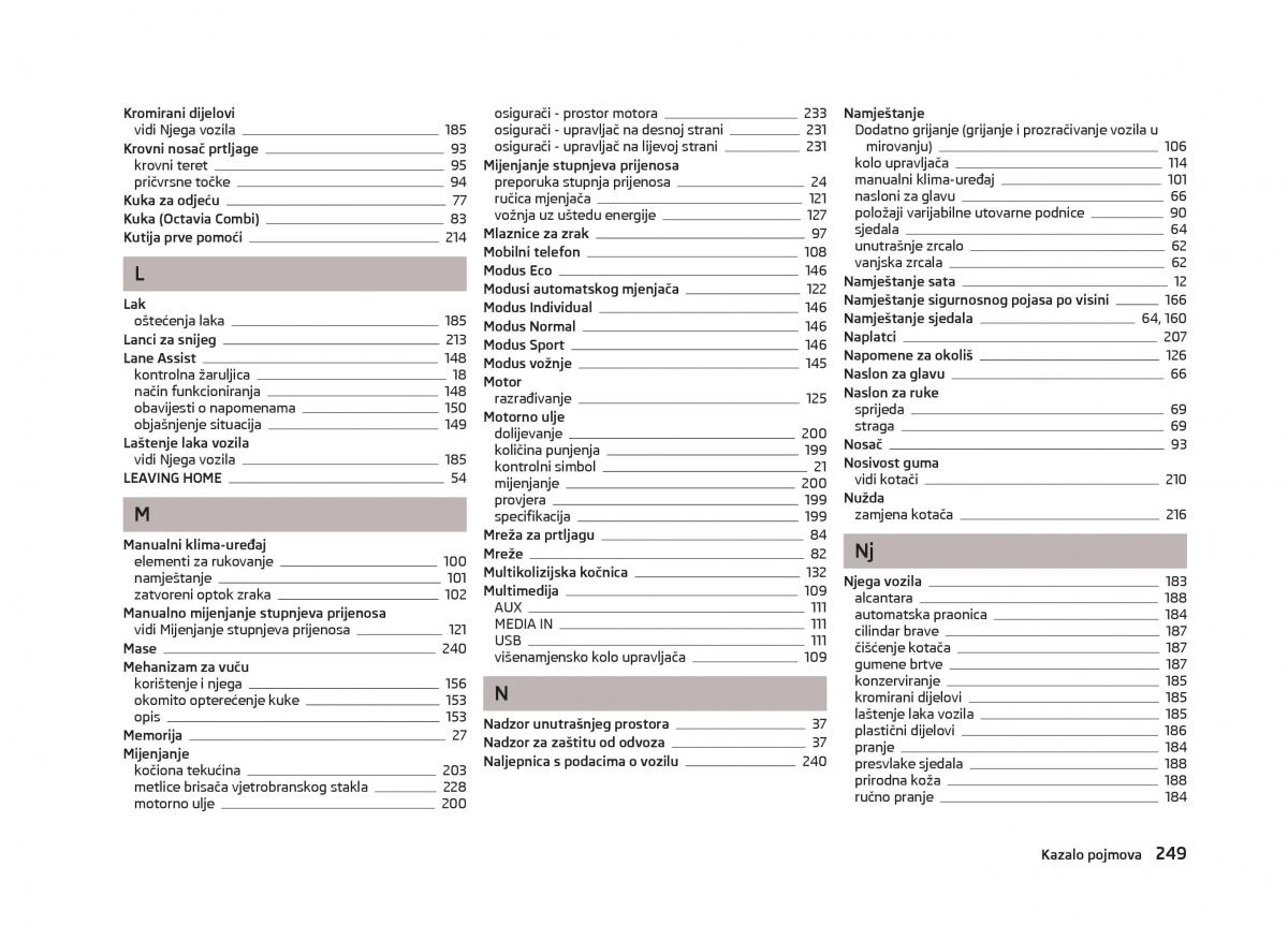 Skoda Octavia III 3 vlasnicko uputstvo / page 251