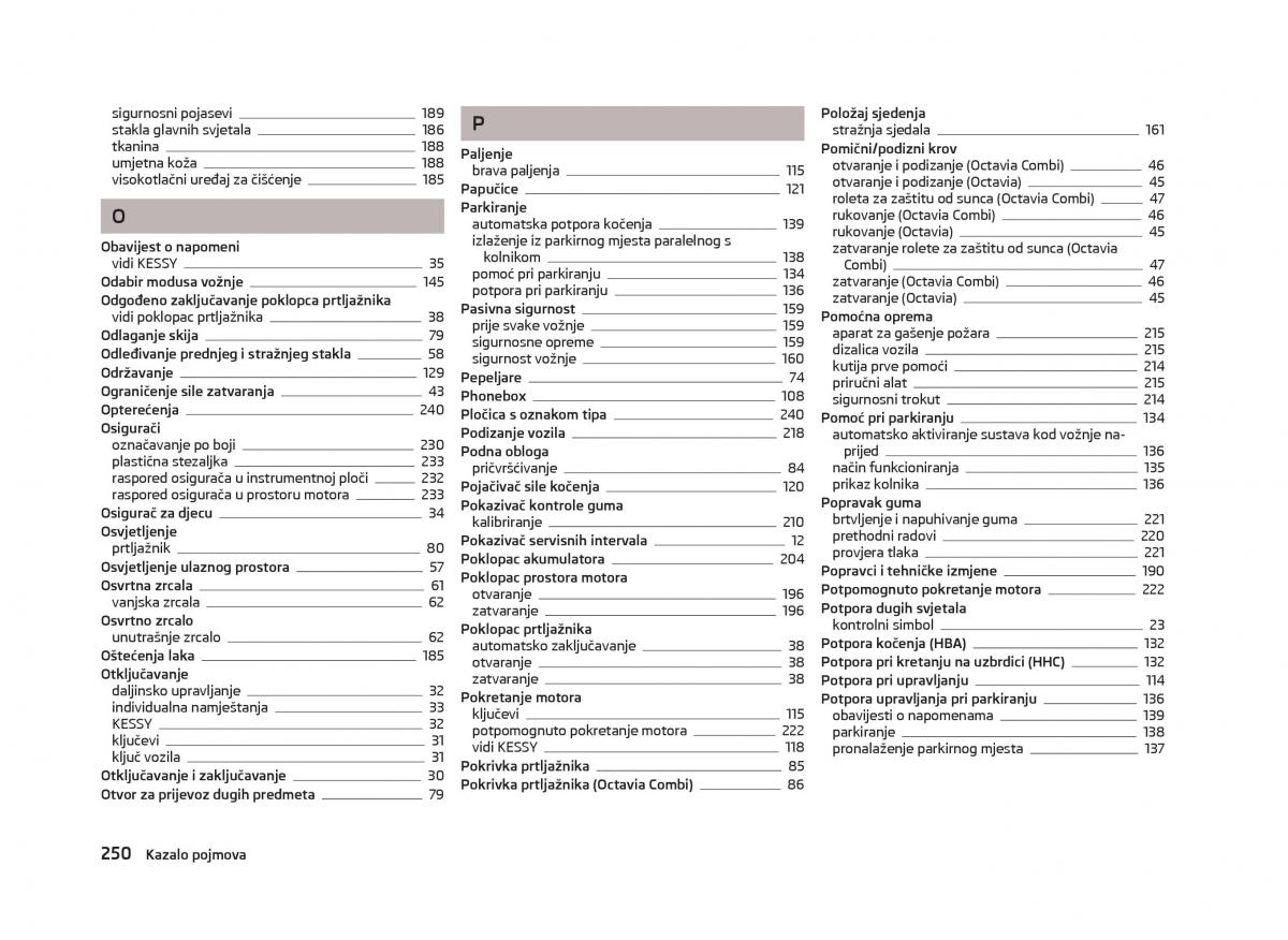 Skoda Octavia III 3 vlasnicko uputstvo / page 252