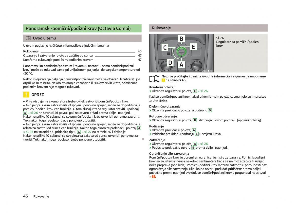 Skoda Octavia III 3 vlasnicko uputstvo / page 48