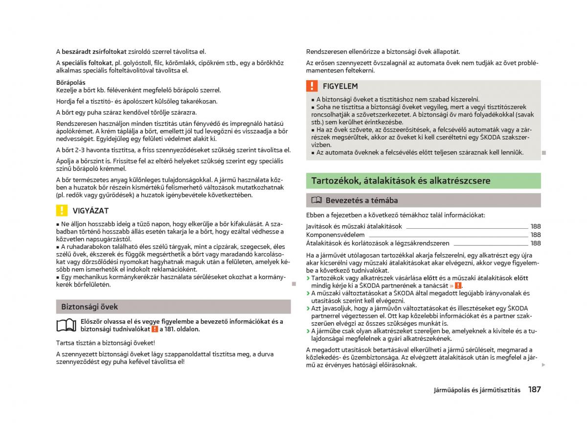 Skoda Octavia III 3 Kezelesi utmutato / page 189