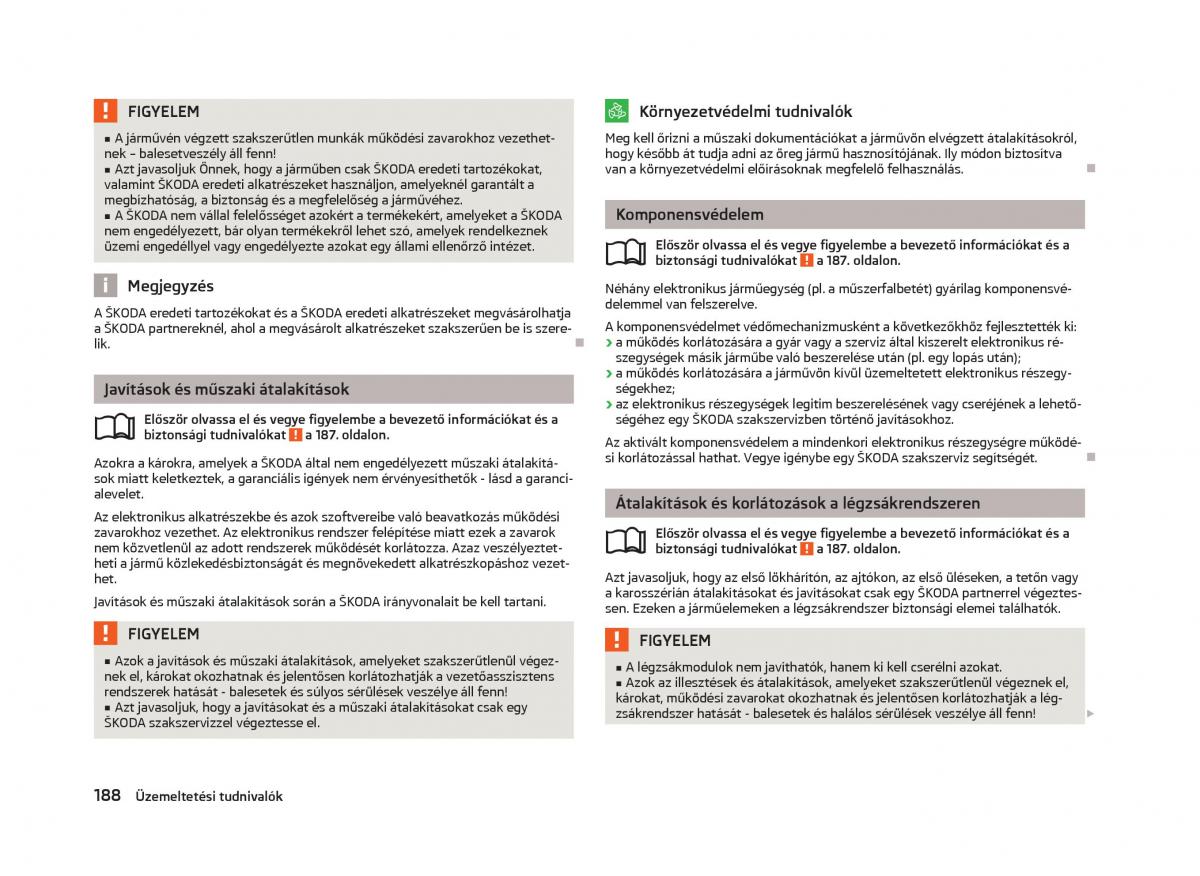 Skoda Octavia III 3 Kezelesi utmutato / page 190