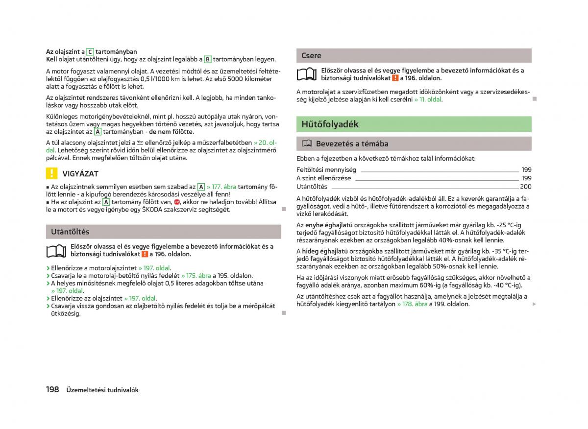 Skoda Octavia III 3 Kezelesi utmutato / page 200